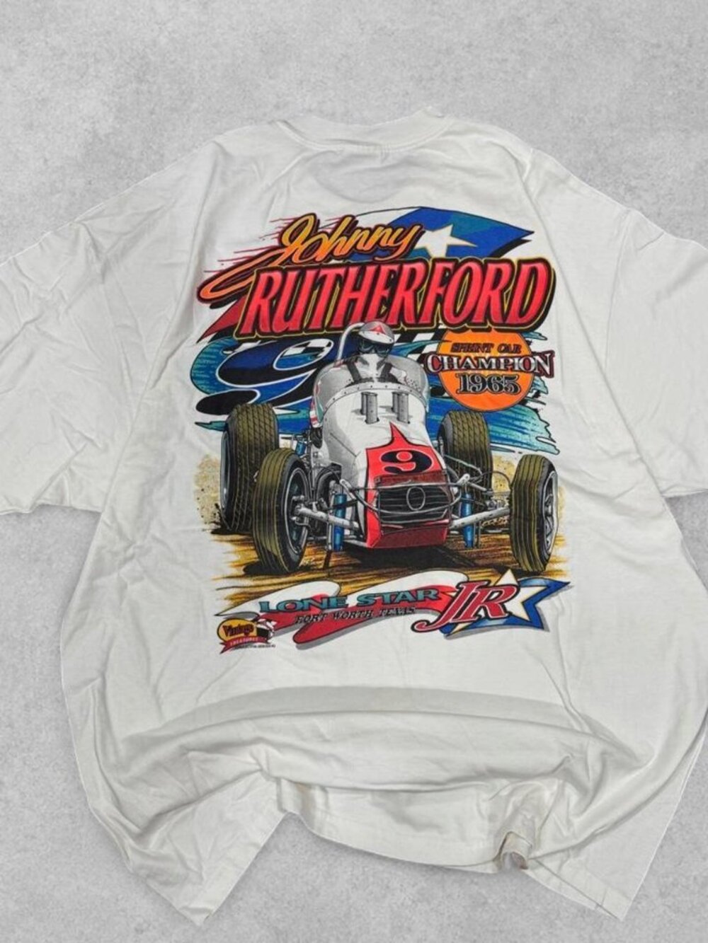 Vintage 1965 NASCAR Johnny Rutherford Signed Tee